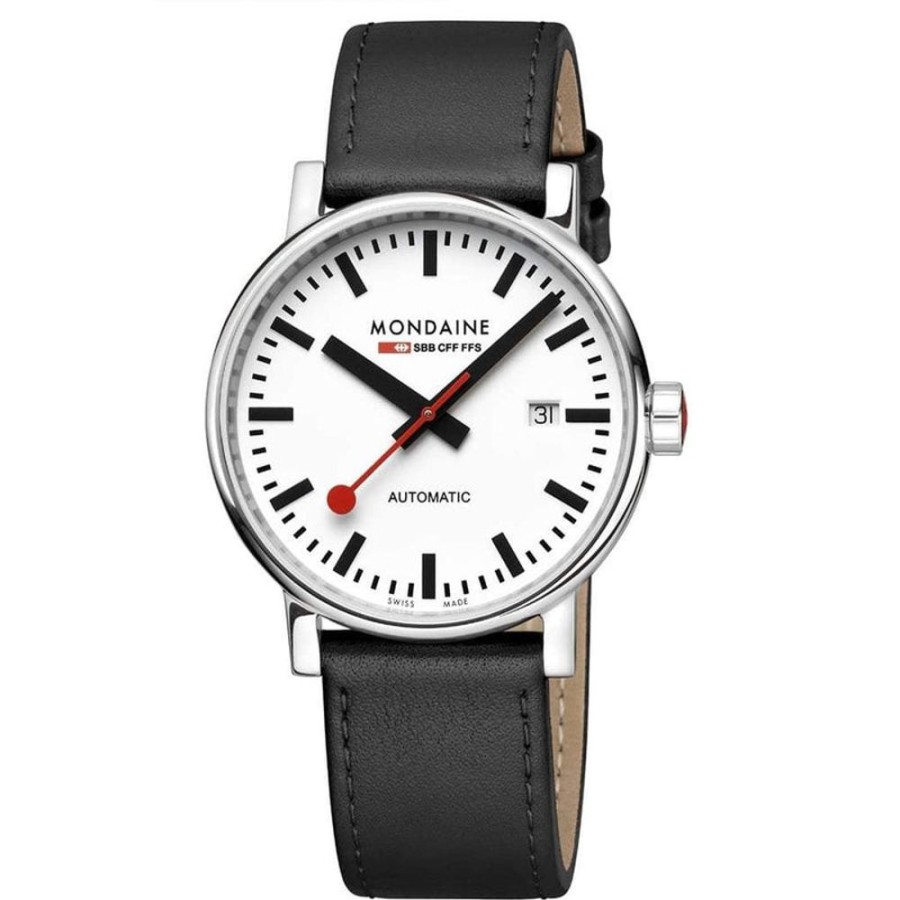 Watches Mondaine | Evo2 Automatic 40Mm White Dial Leather Watch