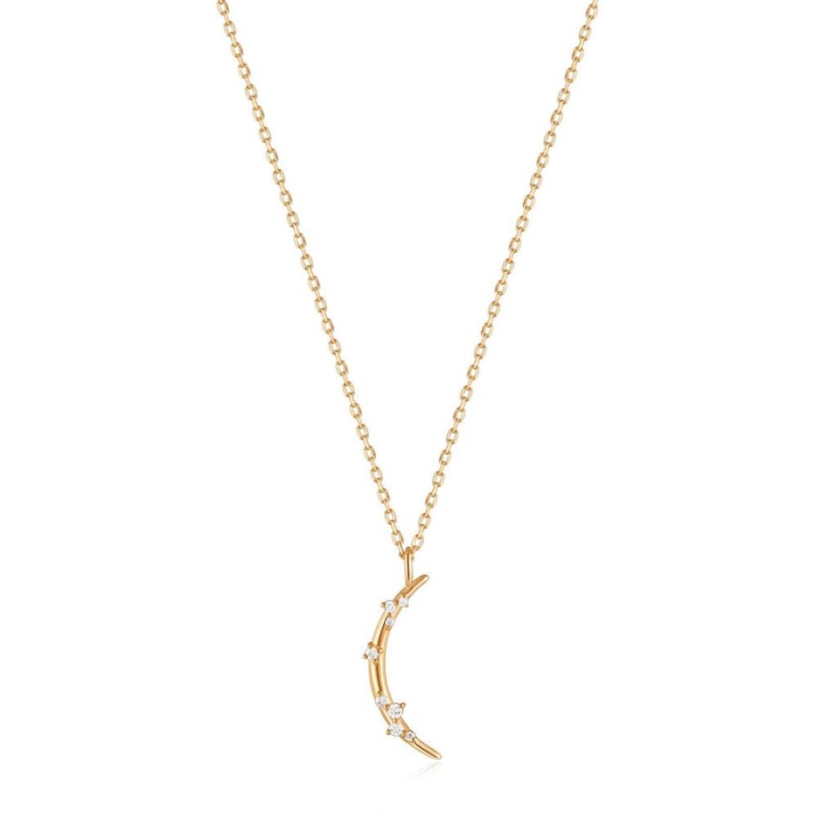 Jewellery Ania Haie | 14Kt Gold Stargazer Natural Diamond Moon Necklace