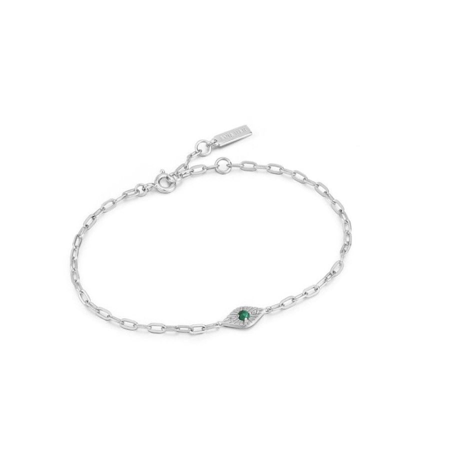 Jewellery Ania Haie | Silver Malachite Evil Eye Bracelet