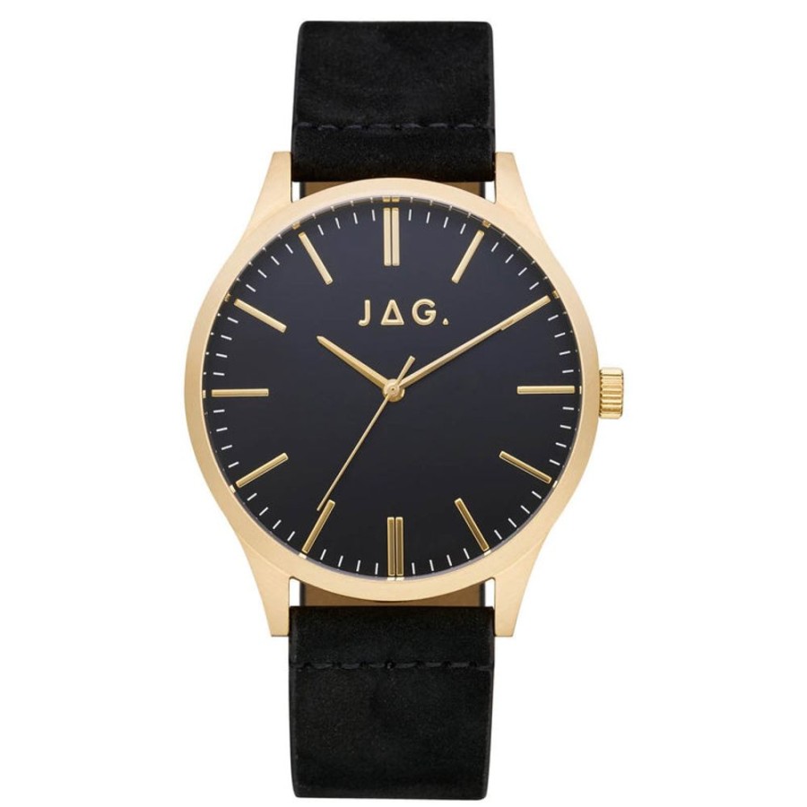 Watches Jag | Malcolm Black On Black Gold Detail