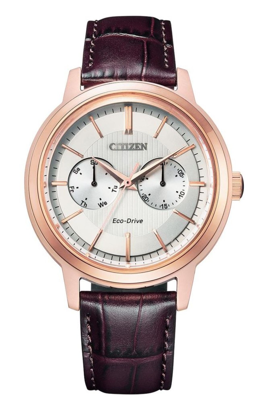 Watches Citizen | Eco-Drive Brown Leather Strap White Dial Watch