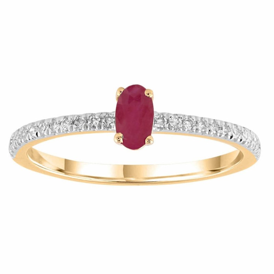 Jewellery Diamonds by WD | Ruby Ring With 0.12Ct Diamond In 9K Yellow Gold