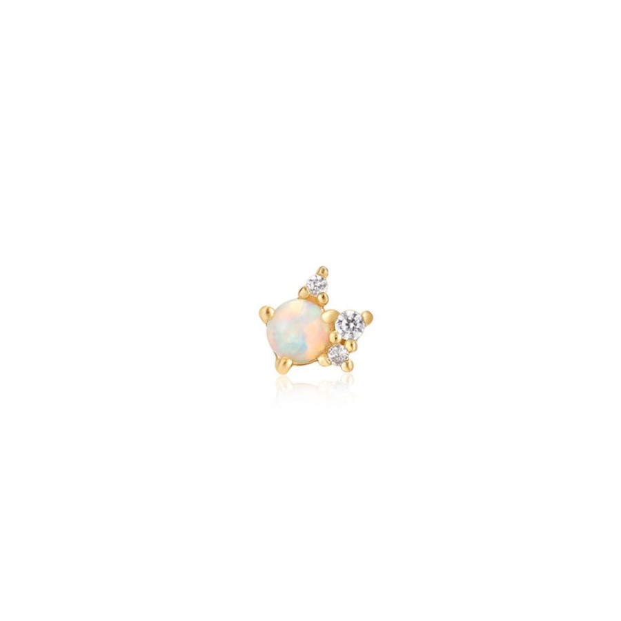 Jewellery Ania Haie | Gold Kyoto Opal Sparkle Crown Barbell Single Earring