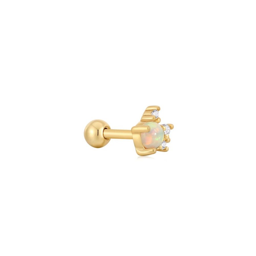 Jewellery Ania Haie | Gold Kyoto Opal Sparkle Crown Barbell Single Earring