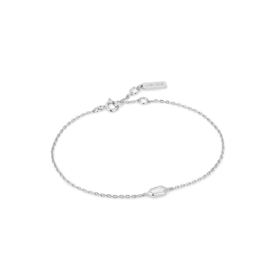 Jewellery Ania Haie | Silver Sparkle Emblem Chain Bracelet