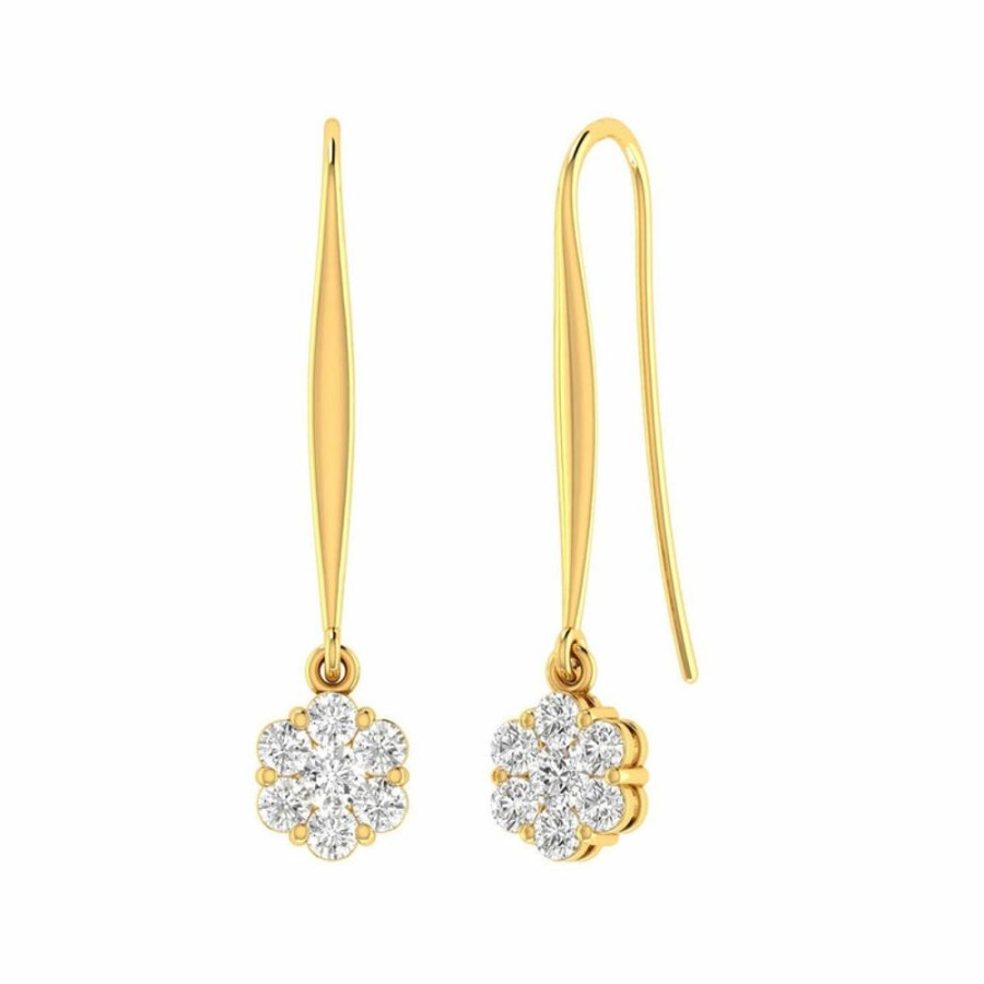 Jewellery Diamonds by WD | Cluster Hook Diamond Earrings With 0.25Ct Diamonds In 9K Yellow Gold