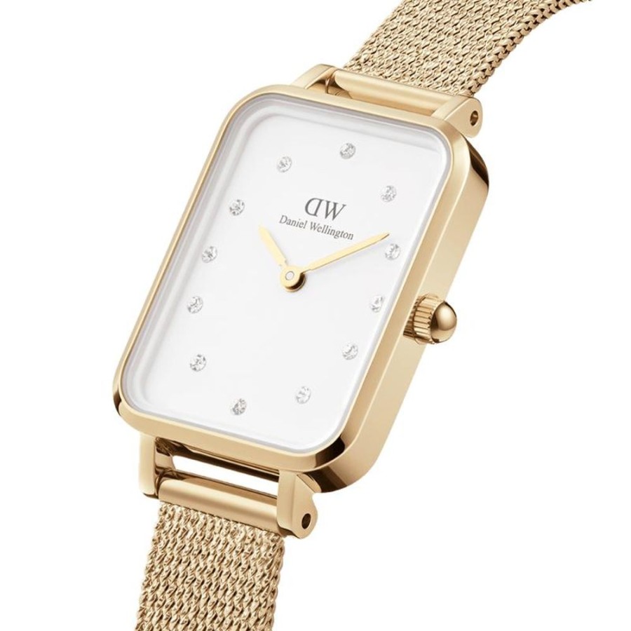 Watches Daniel Wellington | Quadro 20X26Mm Pressed Gold Lumine White Watch