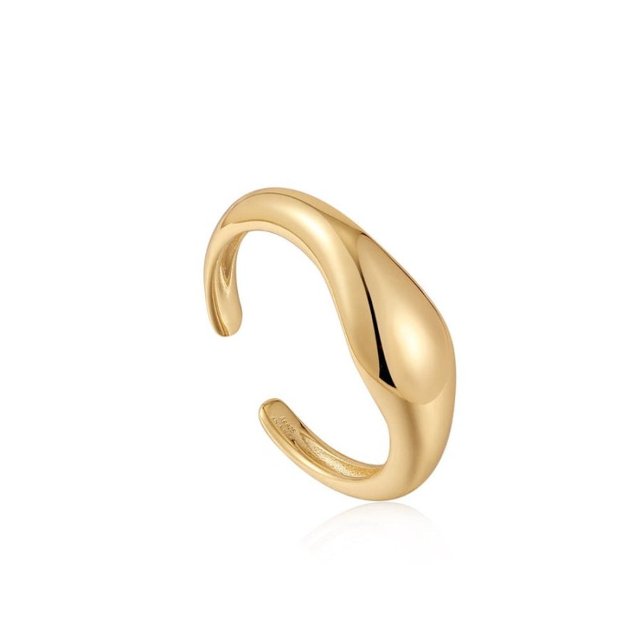 Jewellery Ania Haie | Gold Wave Adjustable Ring