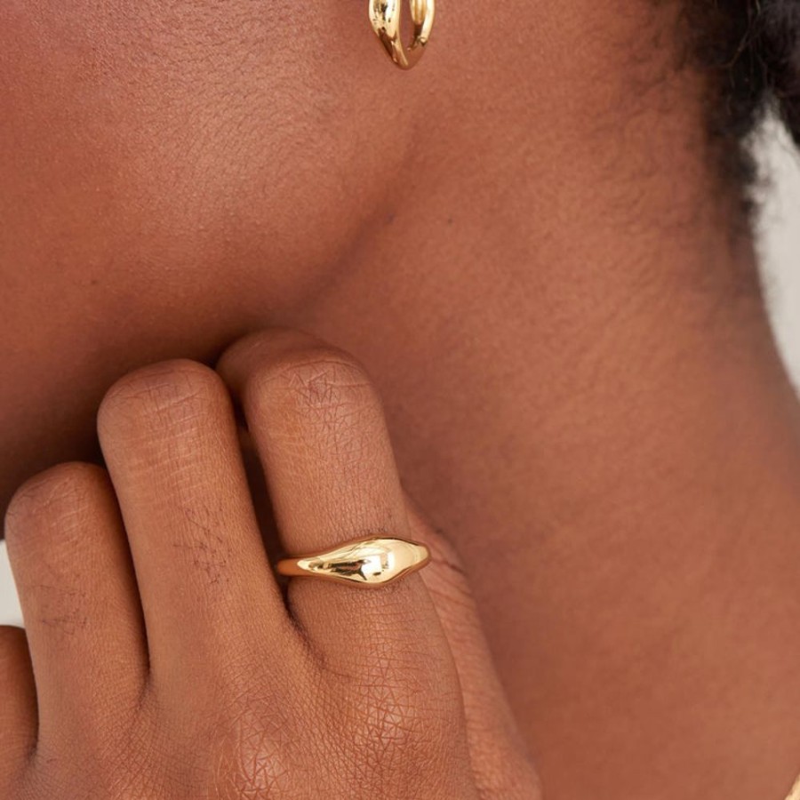 Jewellery Ania Haie | Gold Wave Adjustable Ring