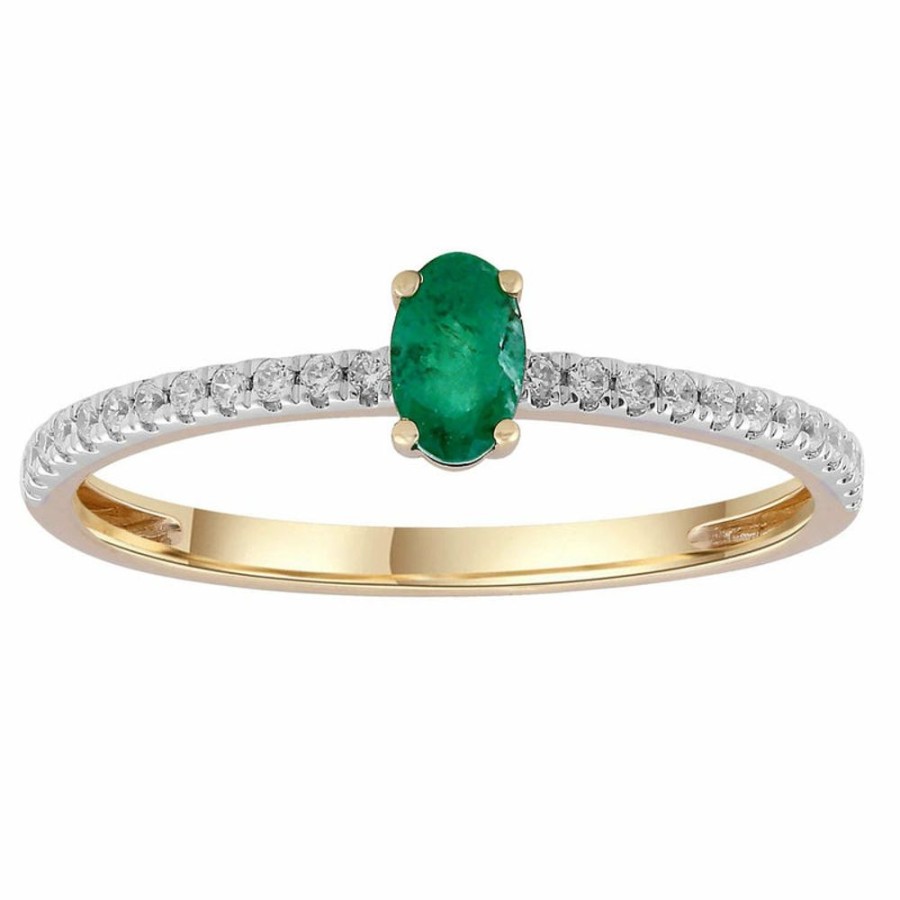 Jewellery Diamonds by WD | Emerald Ring With 0.12Ct Diamonds In 9K Yellow Gold