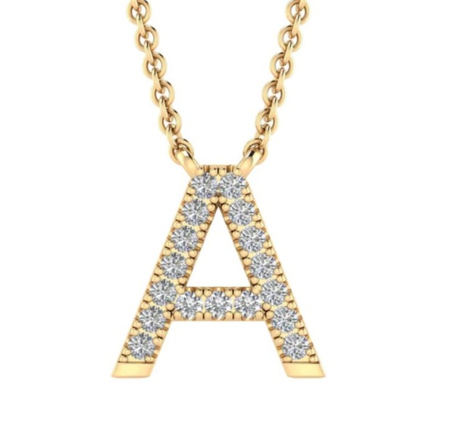 Jewellery Diamonds by WD | Initial Necklace With 0.06Ct Diamonds In 9K Yellow Gold