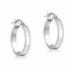 Jewellery Diamonds by WD | 9K White Gold Hollow Rectangular Tube Hoop Earrings 15Mm