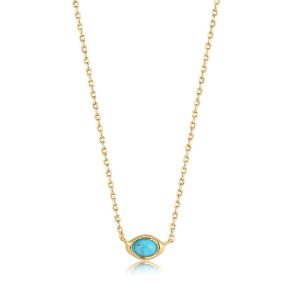 Jewellery Ania Haie | Gold Turquoise Wave Necklace