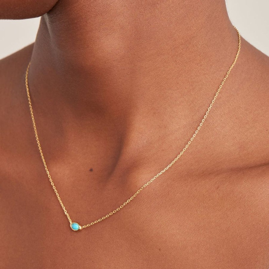 Jewellery Ania Haie | Gold Turquoise Wave Necklace