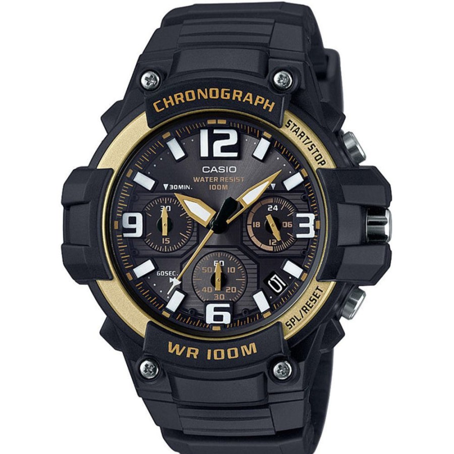 Watches Casio | Black Gold Chronograph Quartz Casual