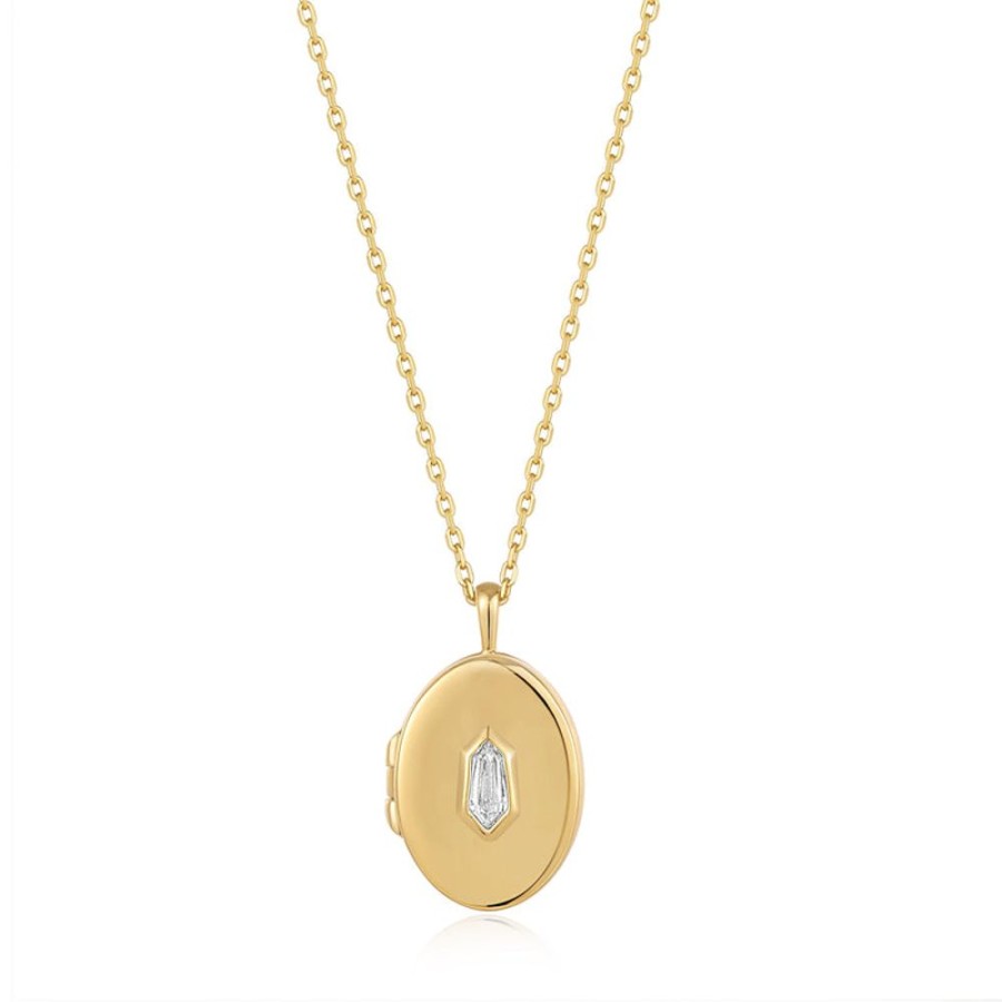 Jewellery Ania Haie | Gold Sparkle Locket Pendant Necklace