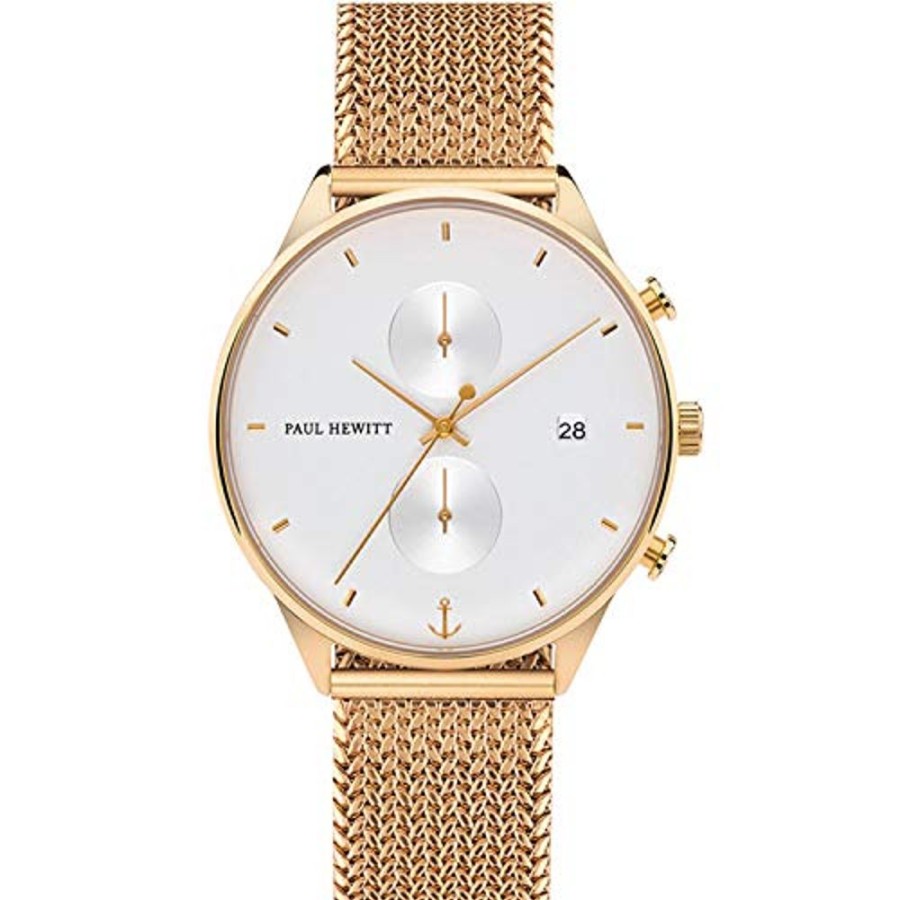 Watches Paul Hewitt | White Sand Woven Gold Watch