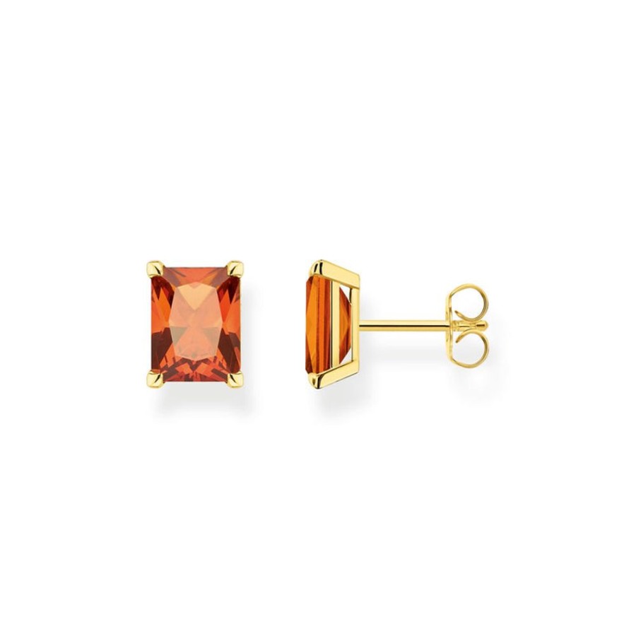 Jewellery Thomas Sabo | Thomas Sabo Ear Studs Orange Stone Gold