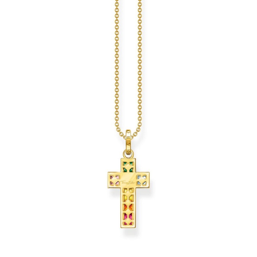 Jewellery Thomas Sabo | Thomas Sabo Necklace Cross Colourful Stones Gold