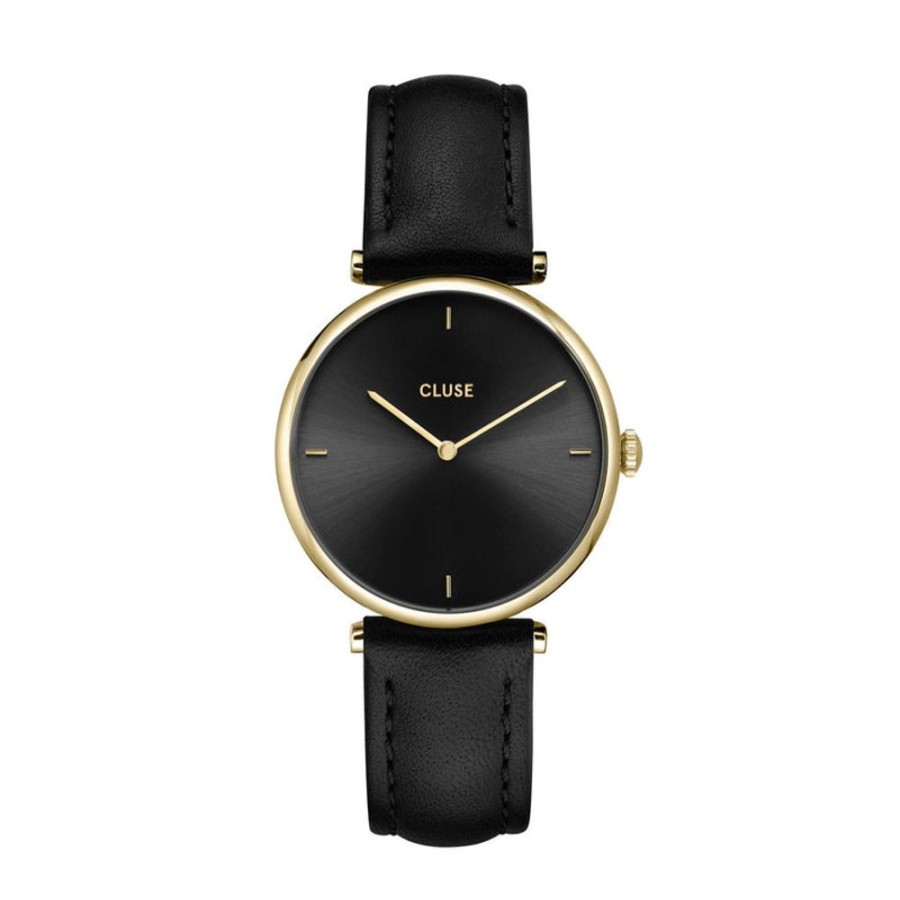 Watches Cluse | Cluse Triomphe Gold Black / Black Leather Watch