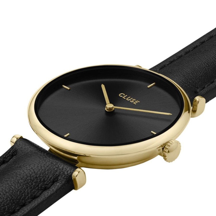 Watches Cluse | Cluse Triomphe Gold Black / Black Leather Watch