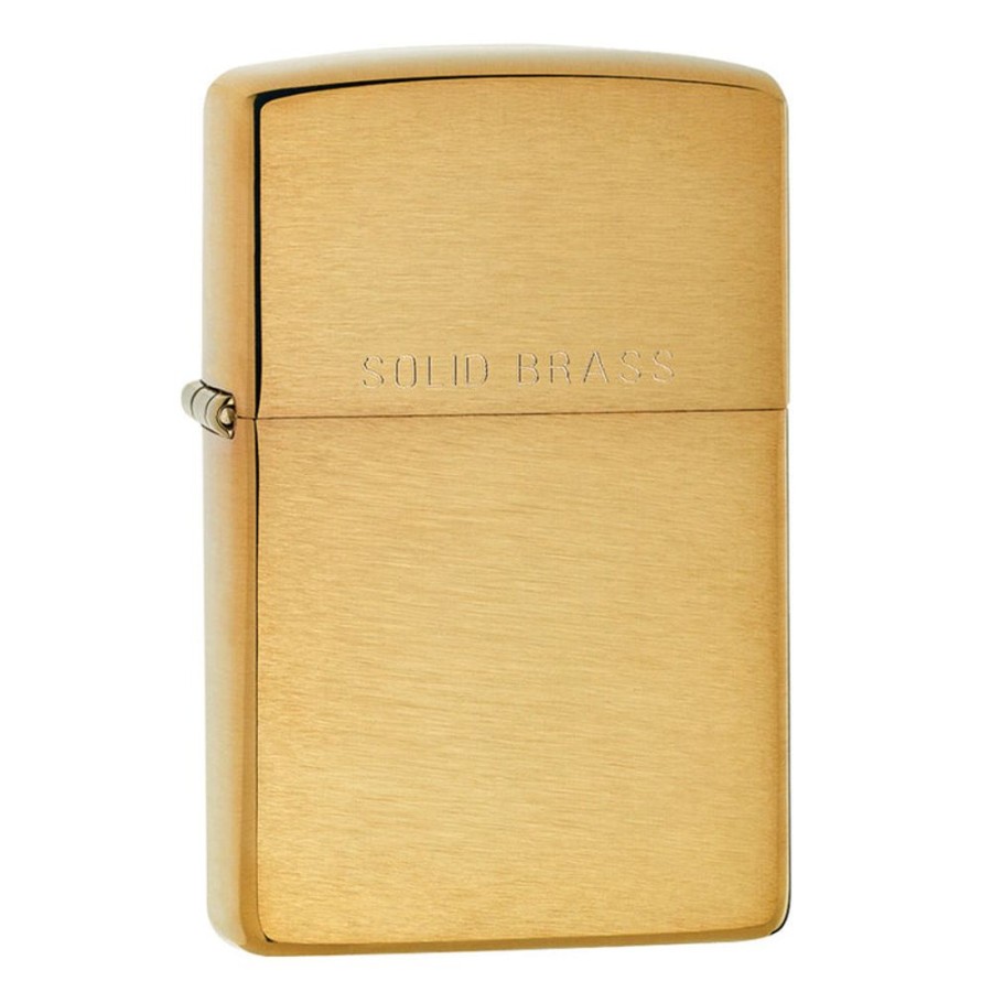 Accessories Zippo | 204 Brush Finish Brass With Solid Brass Etch Lighter