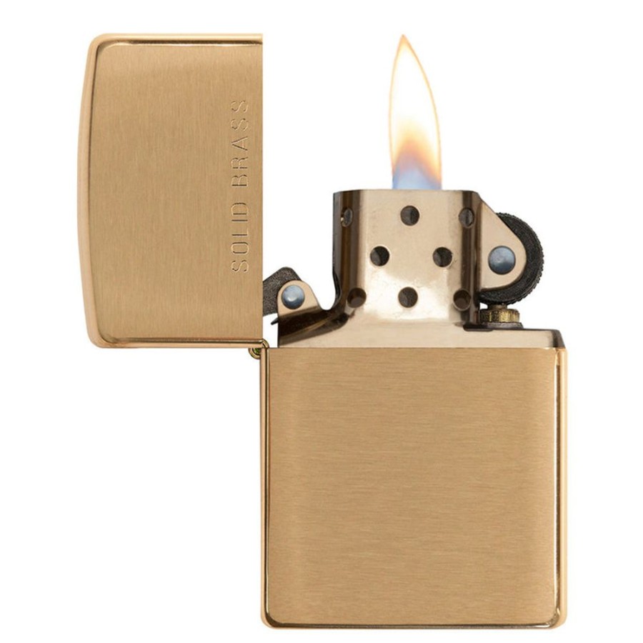 Accessories Zippo | 204 Brush Finish Brass With Solid Brass Etch Lighter