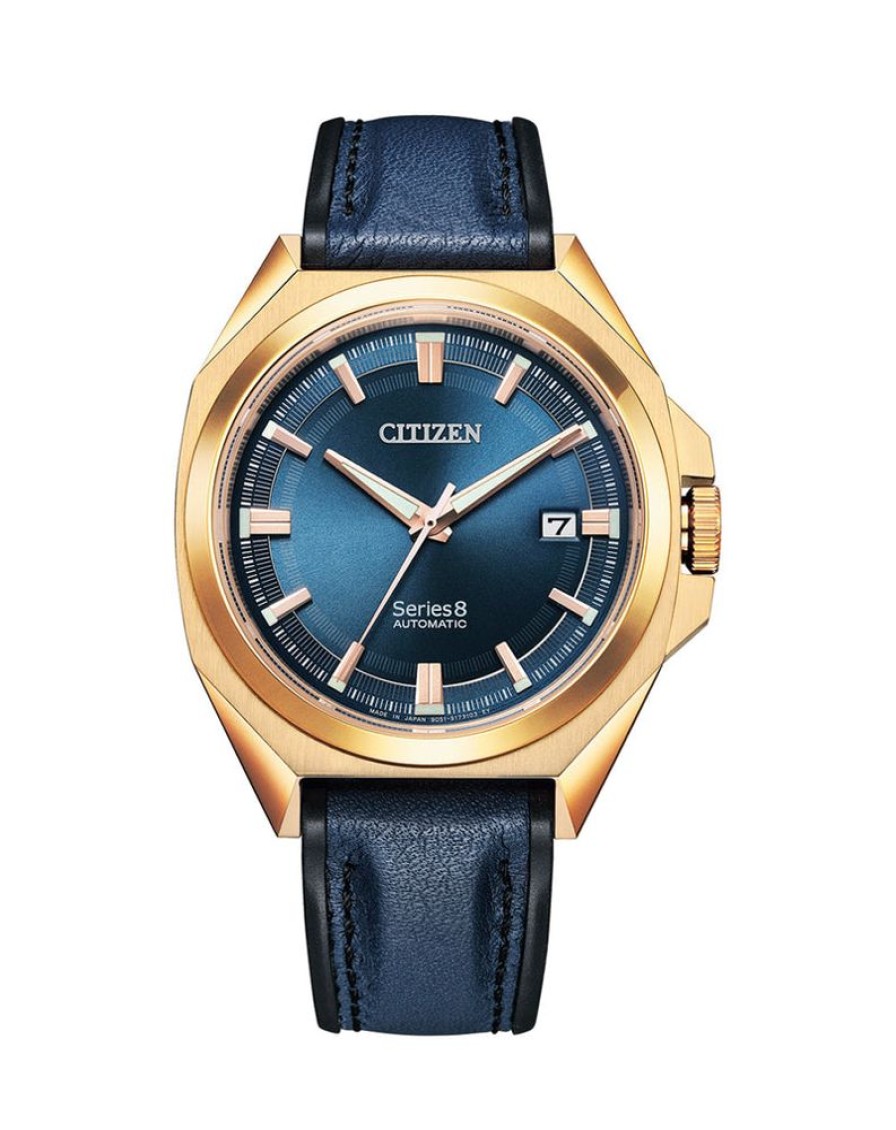 Watches Citizen | Series 8 Blue Dial Leather Band Automatic Watch