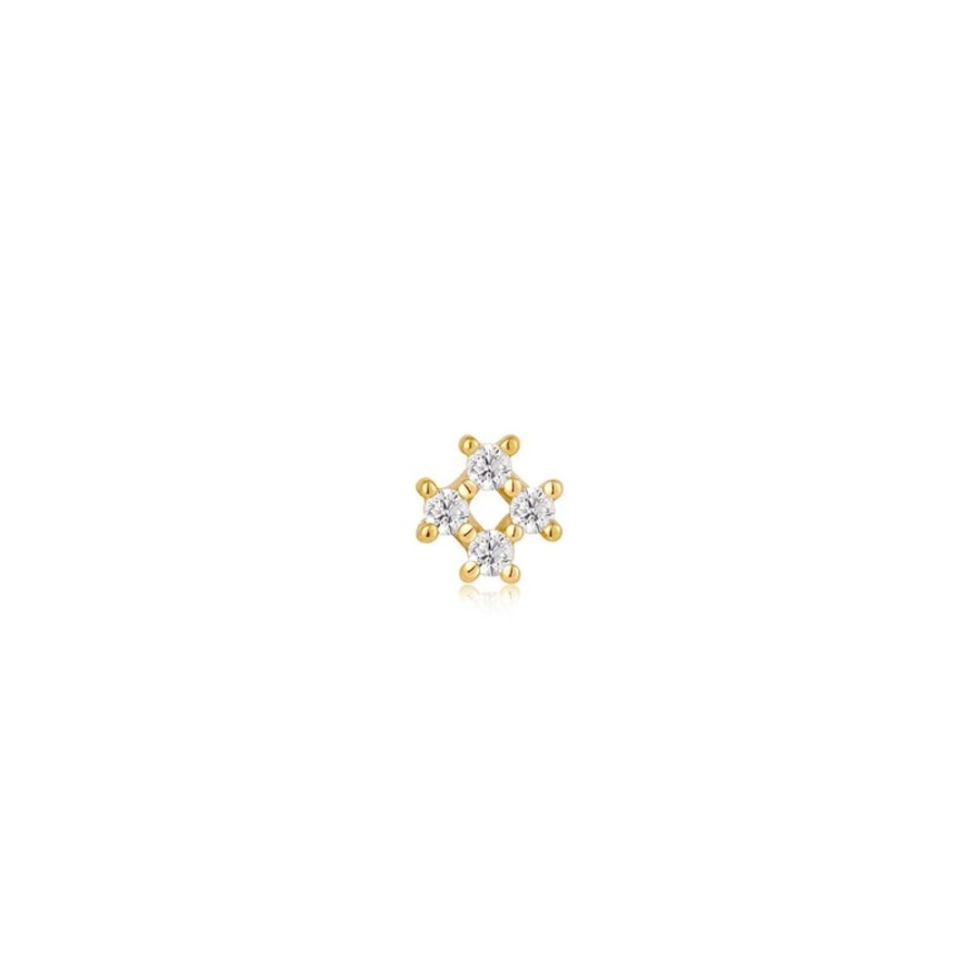 Jewellery Ania Haie | Gold Sparkle Cross Barbell Single Earring