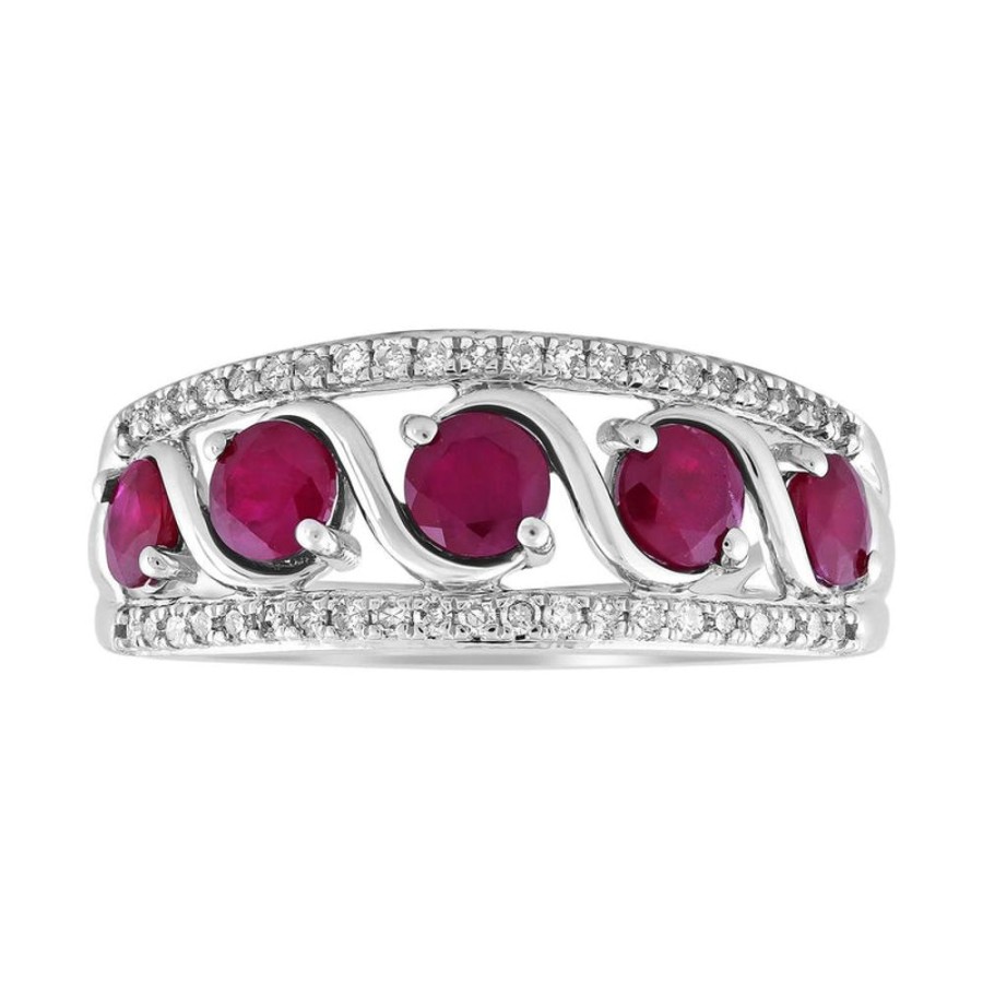 Jewellery Diamonds by WD | Ruby Ring With 0.15Ct Diamond In 9K White Gold