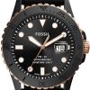 Watches Fossil | Three Hand Black Dial Silicone