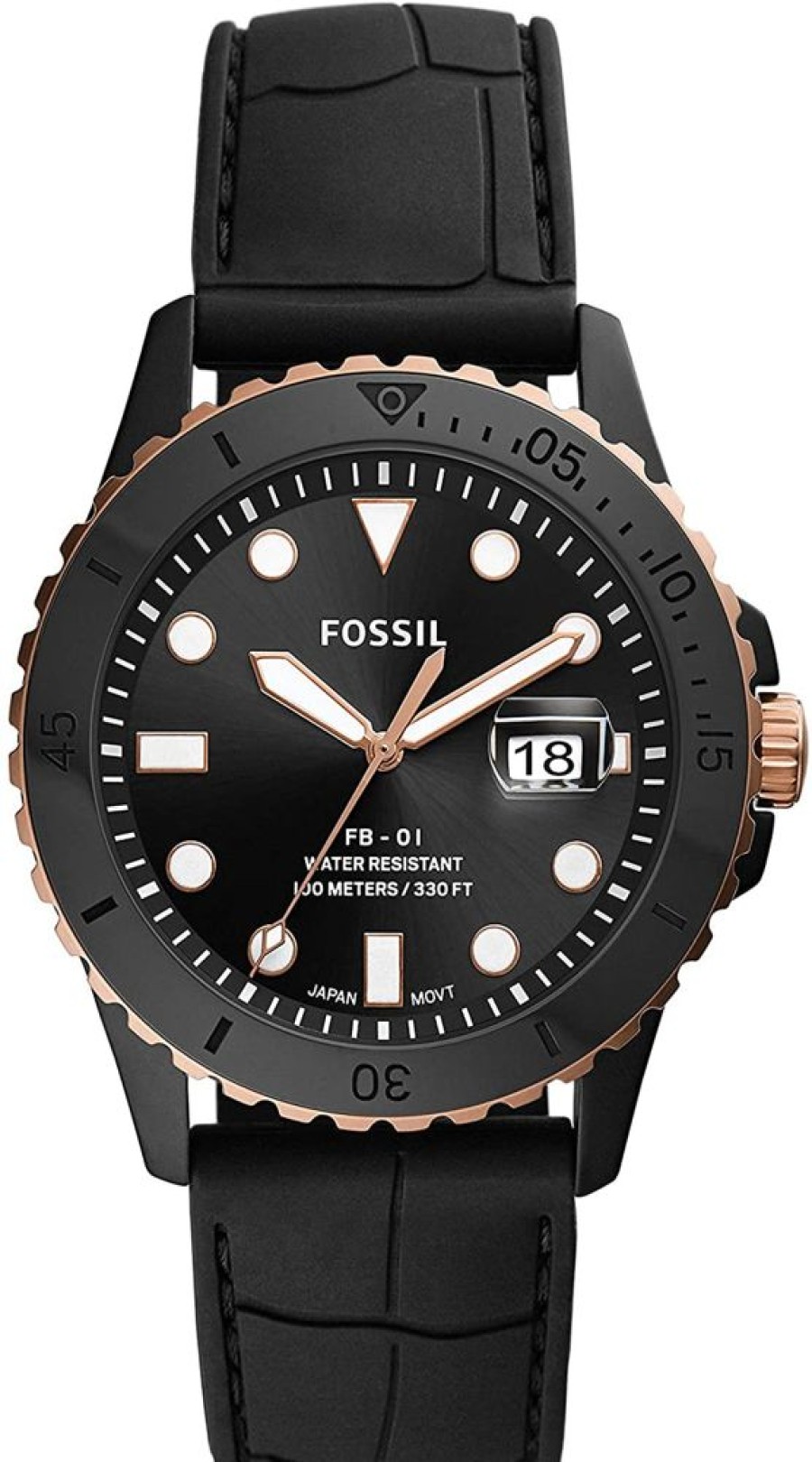 Watches Fossil | Three Hand Black Dial Silicone