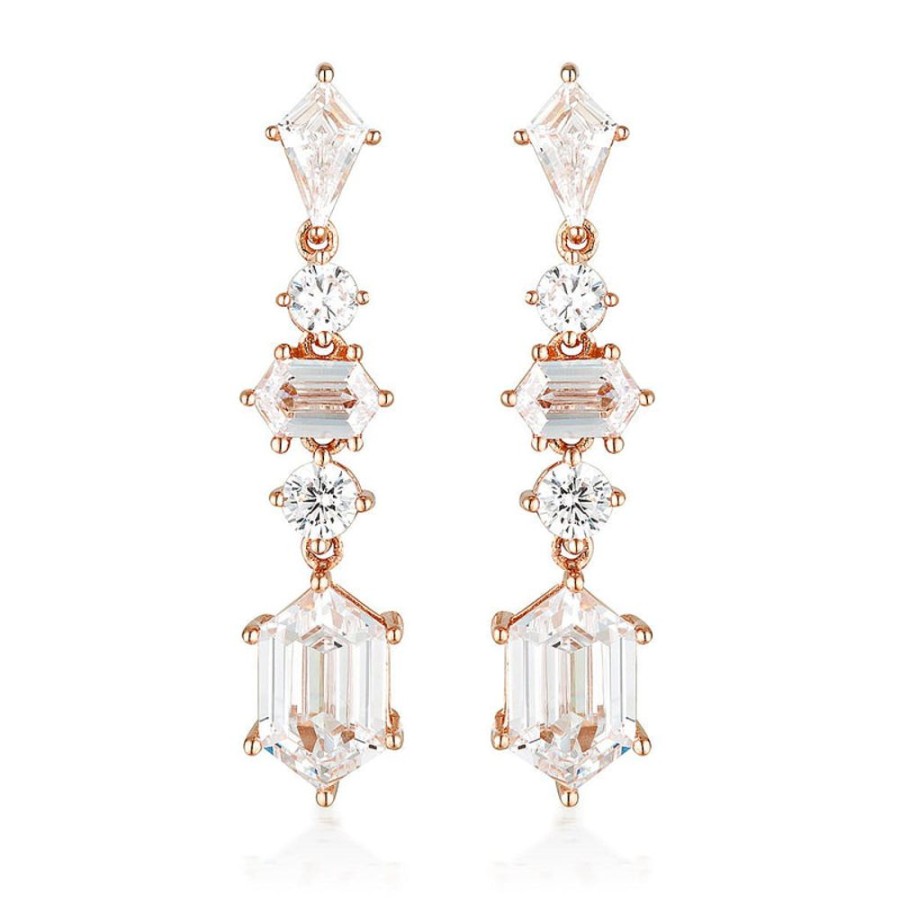 Jewellery Georgini | Georgini Rock Star Sword Rose Gold Earrings