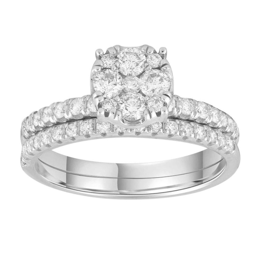 Jewellery Diamonds by WD | Engagment & Wedding Ring Set With 0.73Ct Diamonds In 9K White Gold