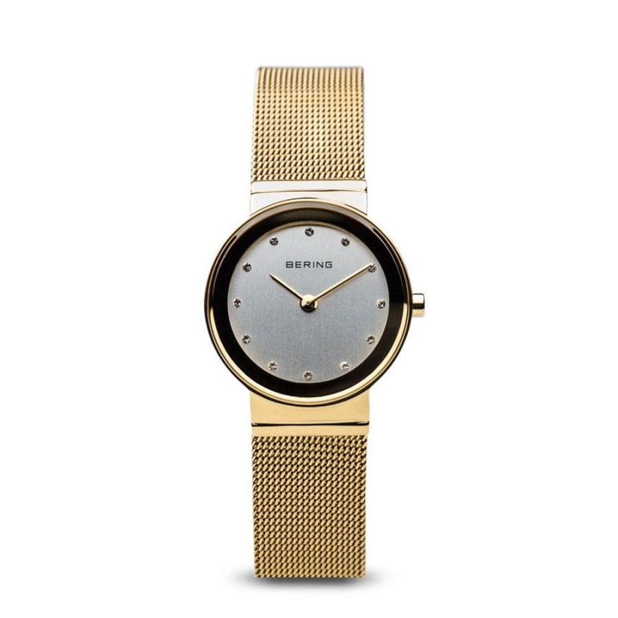 Watches Bering | Classic Polished Gold Mesh Swarovski Watch