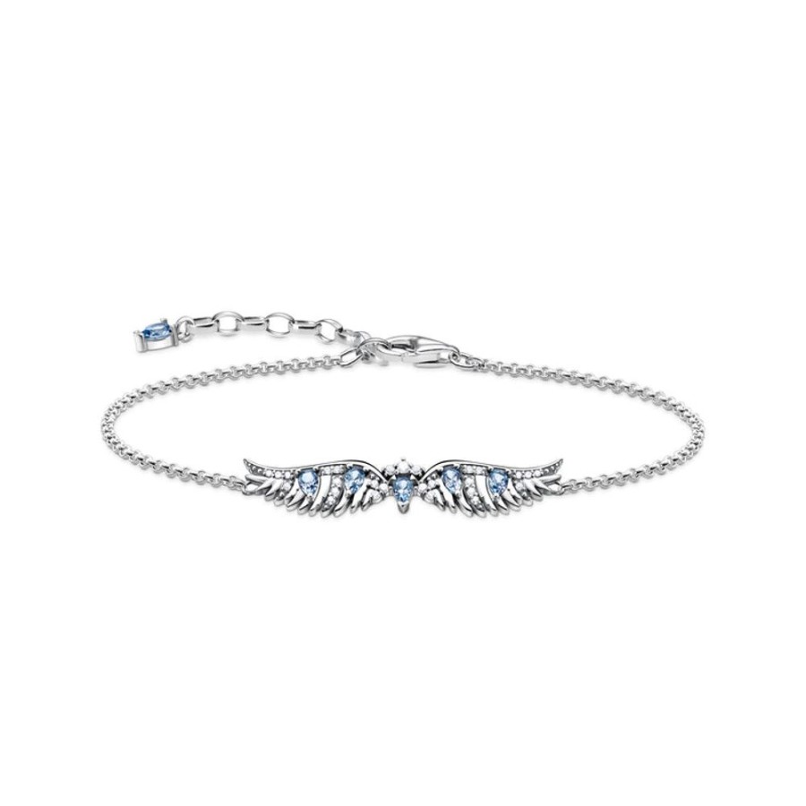 Jewellery Thomas Sabo | Thomas Sabo Bracelet Phoenix Wing With Blue Stones Silver