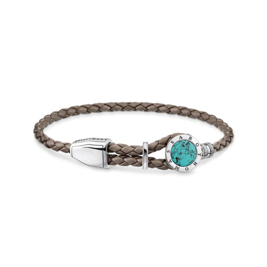 Jewellery Thomas Sabo | Thomas Sabo Leather Strap Disc Turquoise