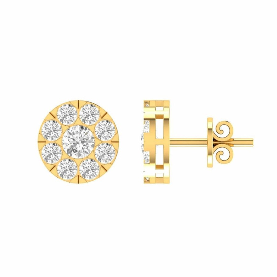 Jewellery Diamonds by WD | Cluster Diamond Stud Earrings With 0.10Ct Diamonds In 9K Yellow Gold