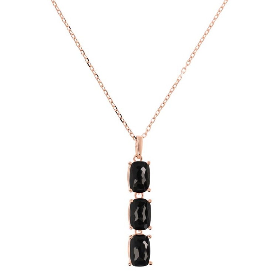 Jewellery Bronzallure | Variegata Black Onyx Pendant Necklace 47Cm