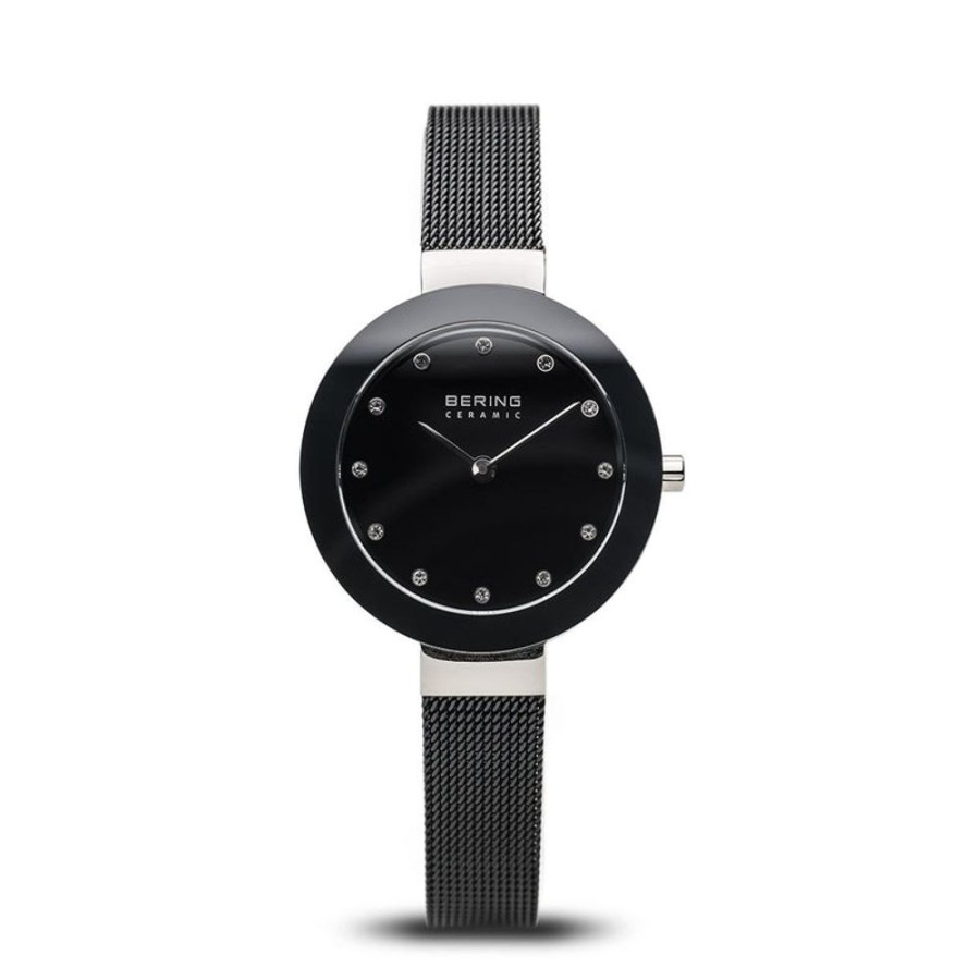 Watches Bering | Ceramic Polished Silver Slim Black Watch