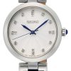 Watches Seiko | White Crystal Blue Leather Strap Watch