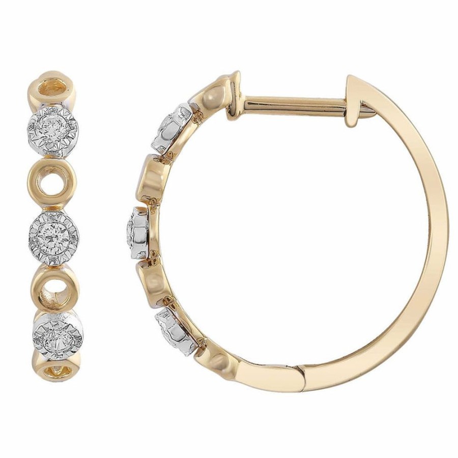 Jewellery Diamonds by WD | Hoop Earrings With 0.10Ct Diamonds In 9K Yellow Gold