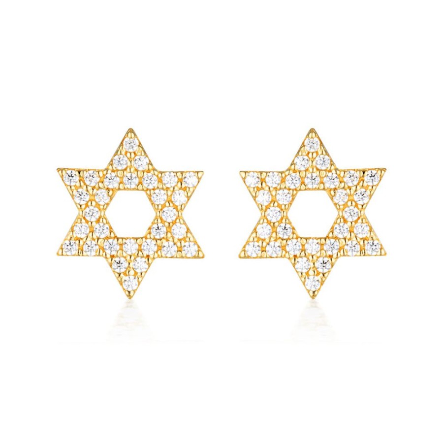 Jewellery Georgini | Georgini Rock Star Star Of David Gold Earrings