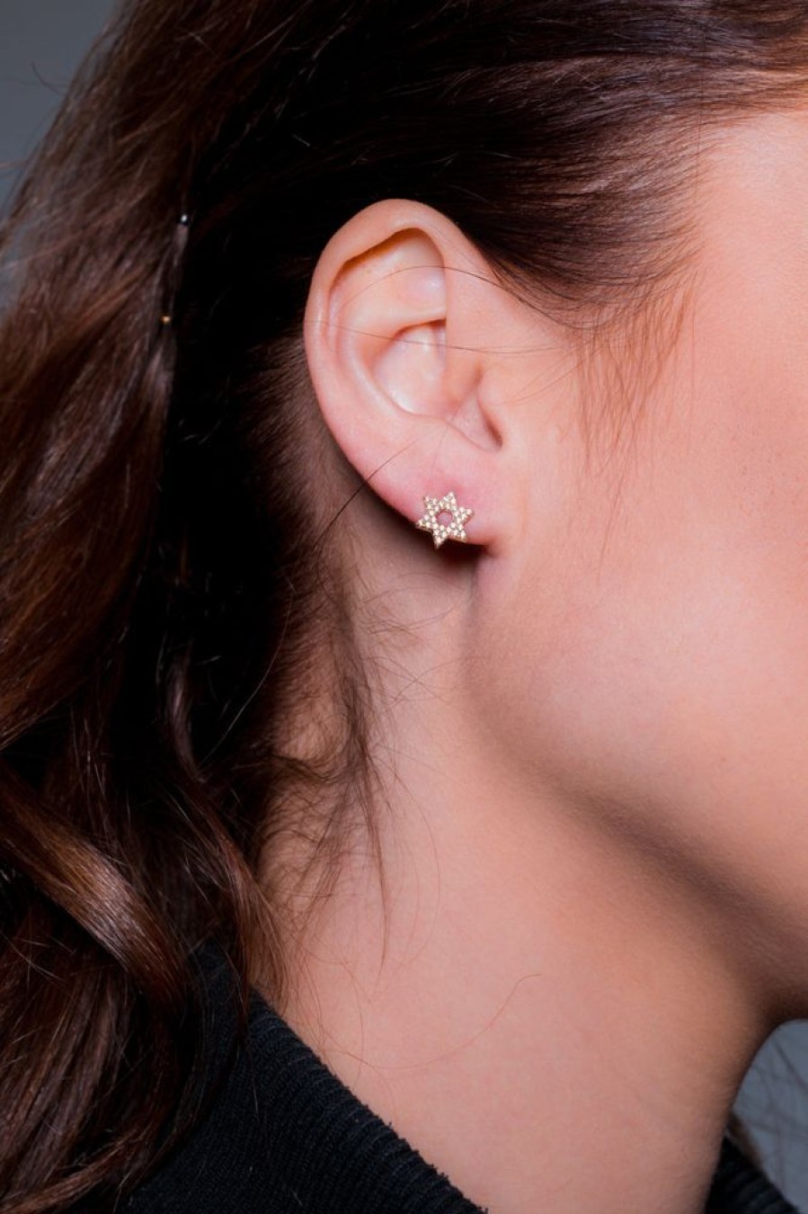 Jewellery Georgini | Georgini Rock Star Star Of David Gold Earrings