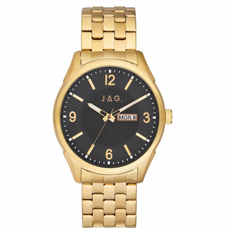 Watches Jag | Xavier Men'S Black Dial Gold Watch