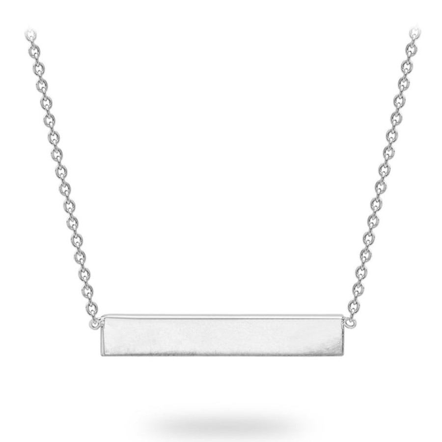 Jewellery Diamonds by WD | 9Ct White Gold Solid Horizontal Bar Necklace 41+2Cm