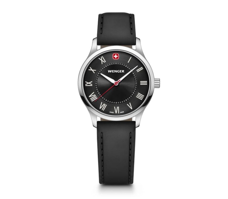 Watches Wenger | City Classic Black Leather Watch