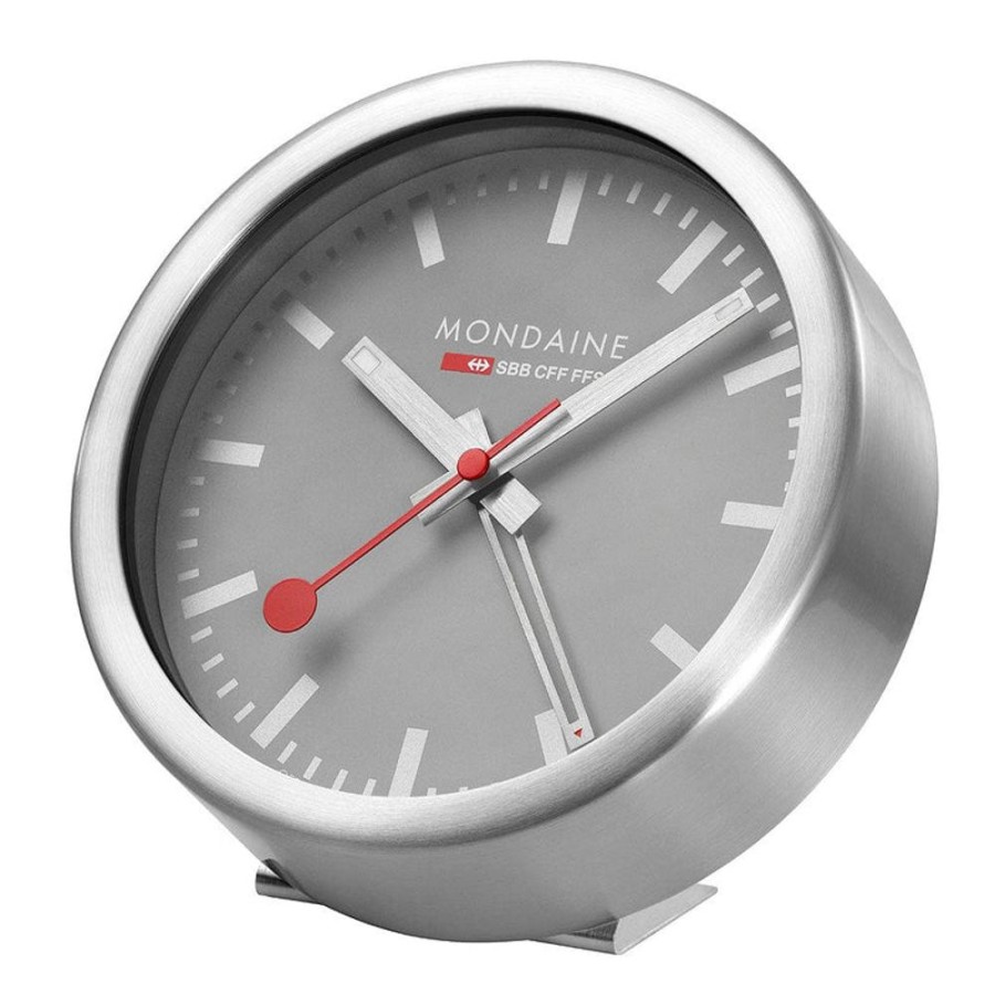 Watches Mondaine | Grey Dial Table And Alarm Clock