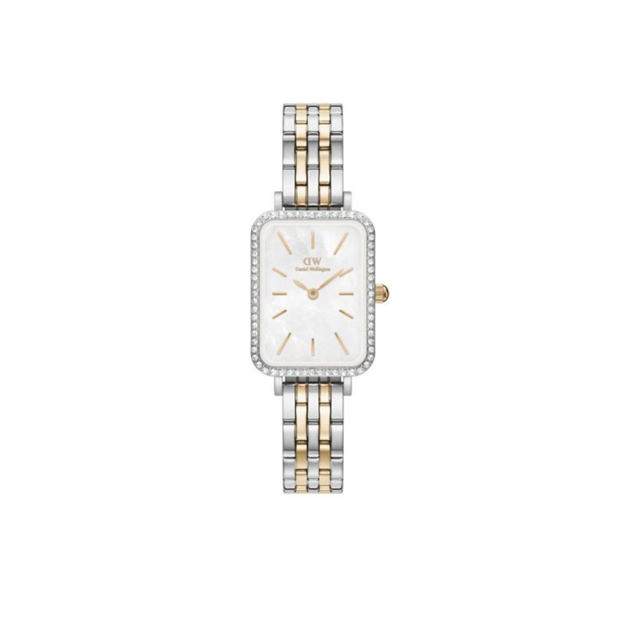 Watches Daniel Wellington | Quadro 20X26Mm Bezel 5-Link White Dial Watch