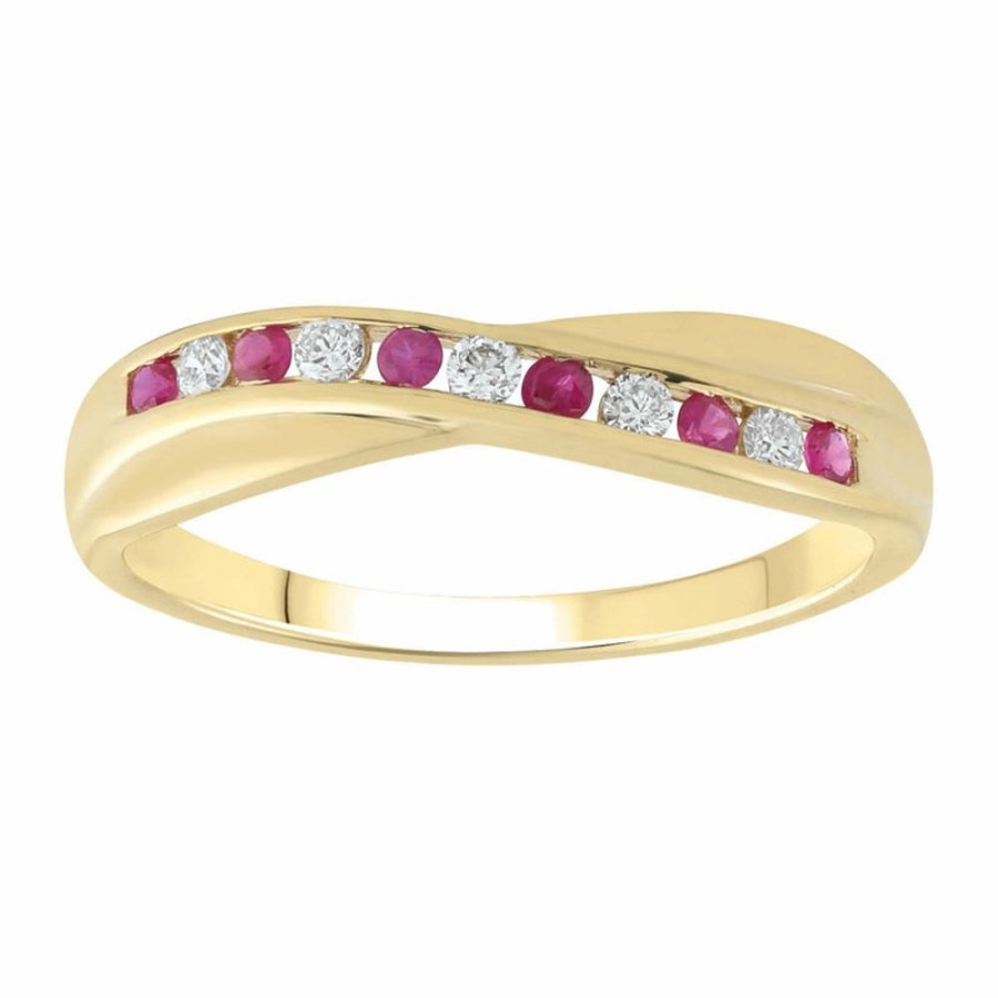 Jewellery Diamonds by WD | Ruby Ring With 0.12Ct Diamonds In 9K Yellow Gold